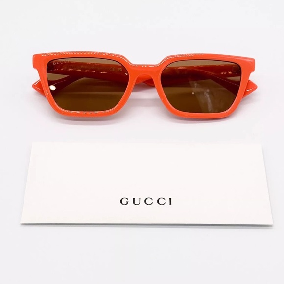 NEW GUCCI GG1539S 004 CAT EYE ORANGE BROWN WOMEN SUNGLASSES GUCCI - Picture 11 of 12
